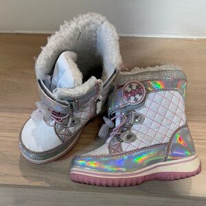 totes Holographic Pink and Silver Kids Boots